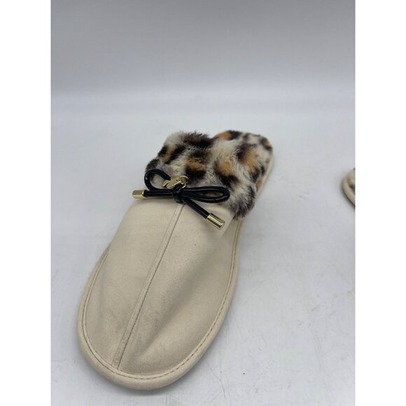 Kate Spade Lacey Leopard Cream Slippers with Faux Fur Lining Size 6.5 /7 - Picture 2 of 8